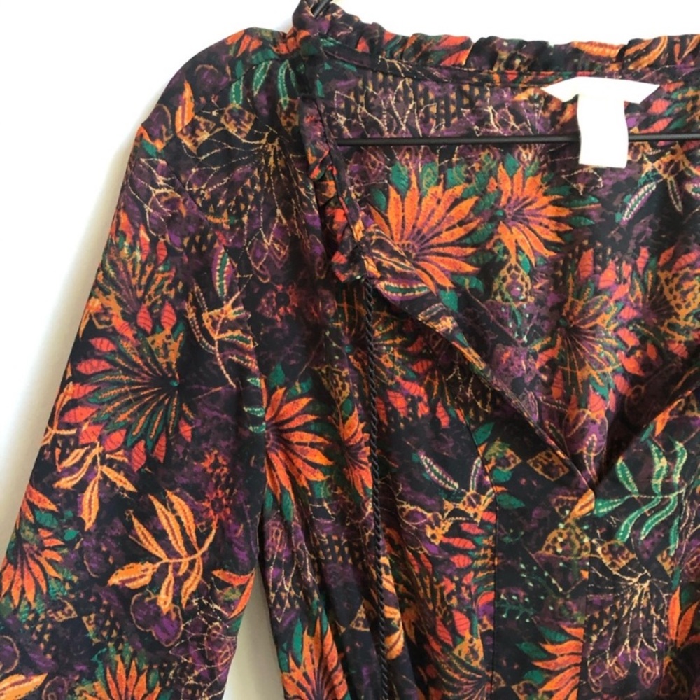 H&M Maxi Boho Floral Fall Leaf Long Sleeve Maxi Dress - Picture 7 of 10